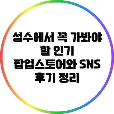 성수에서 꼭 가봐야 할 인기 팝업스토어와 SNS 후기 정리