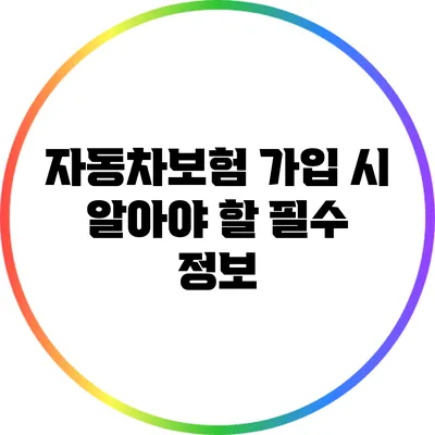 자동차보험 가입 시 알아야 할 필수 정보